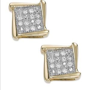 Diamond Accent Square Earrings in 10k yellow gold
